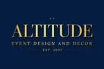 Altitude Event Design and Decor — gold serif wordmark logo on navy
