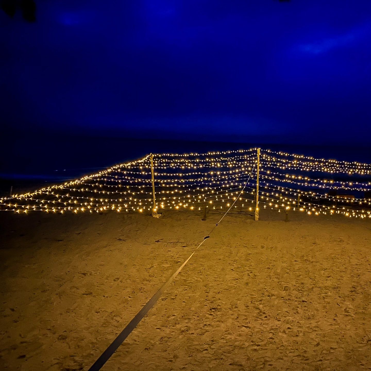 Twinkle and market lights — a warm canopy over a beach celebration, by Altitude Event Design and Decor, Tampa Bay